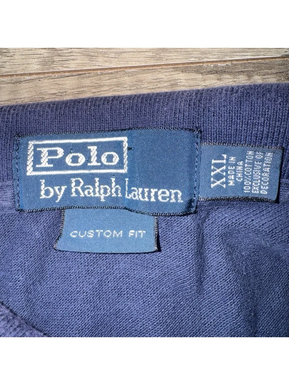 Men’s Vintage Ralph Lauren Polo Shirt, Custom Fit, Navy Blue, 2XL
